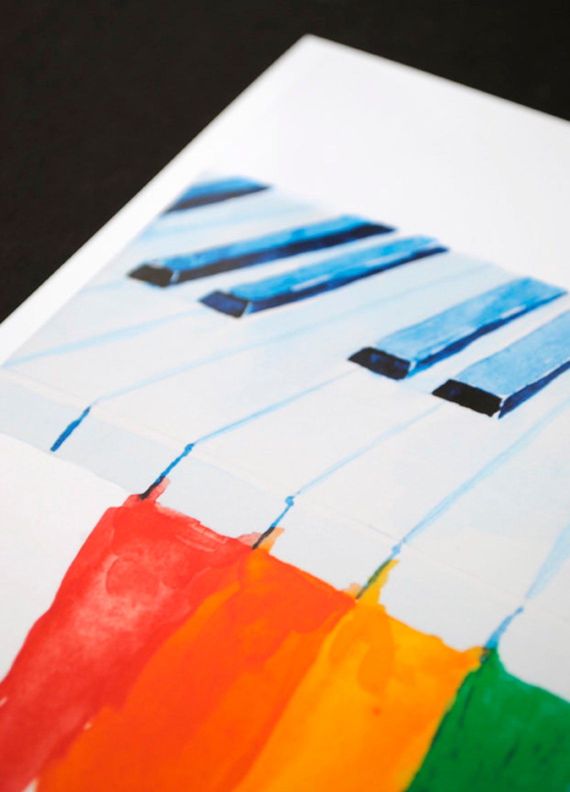 Rainbow Piano Watercolor Painting Print Dripping Paint Etsy