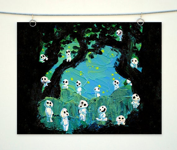 Kodama Art Print Tree Spirit Acrylic Painting Kawaii Etsy Kodama Art Print Tree Spirit Acrylic Painting Kawaii Etsy