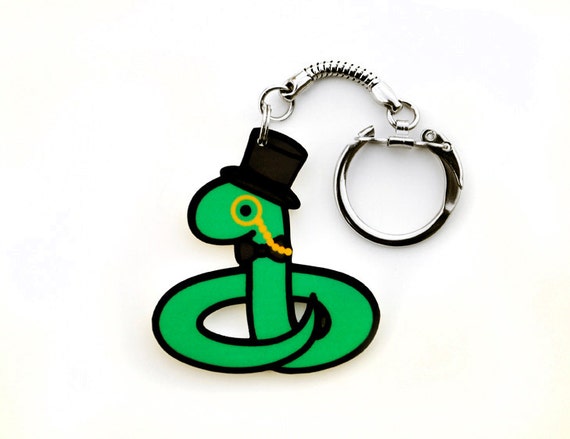 Dapper Snake With A Top Hat Monocle And Bow Tie Keychain Cute Etsy