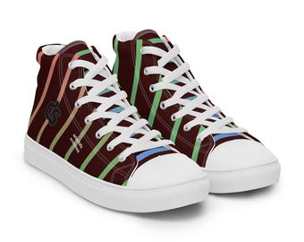 DS Men’s High-Top Canvas Shoes - Burgundy PastelStripe