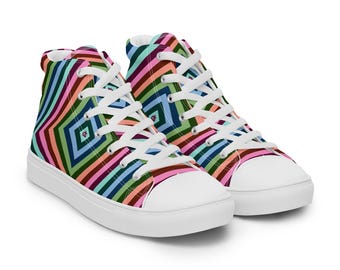 Scarpe da uomo DS alte in tela - 'Square Deal' (multicolore)