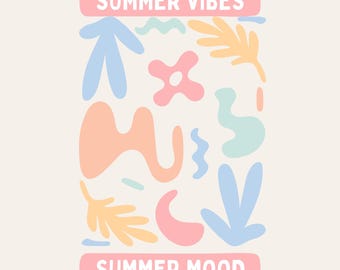 Summer Vibes abstract shapes Youth T-shirt | pastel beach graphic