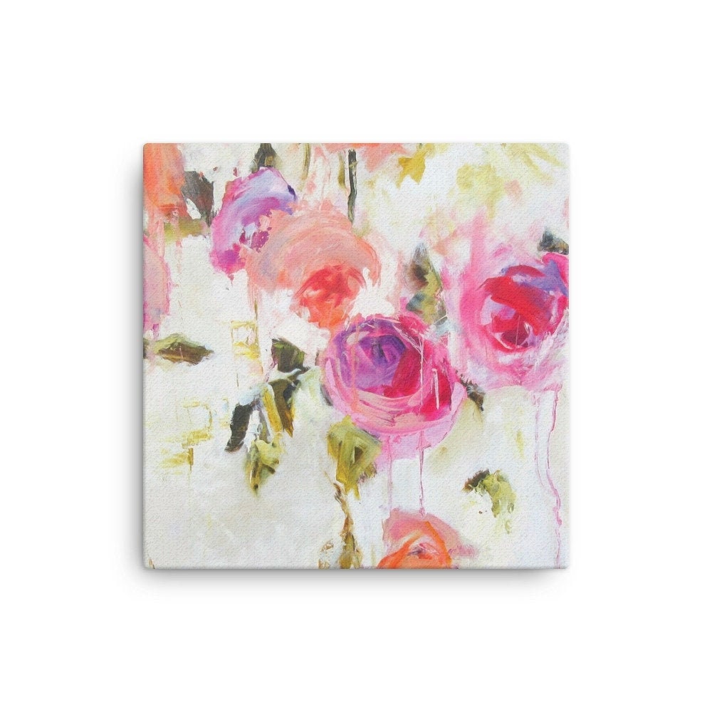 Contemporary Roses Canvas Art Pink Orange Wall Art Roses - Etsy UK