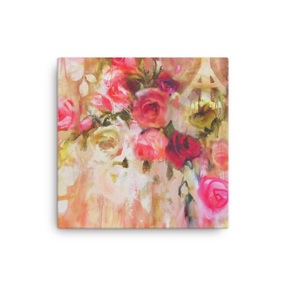 Pink Flowers Contemporary Modern Floral SINGLE CANVAS WALL ART Picture Print