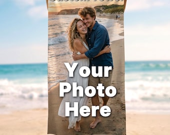 Personalized Beach Towel - Custom Photo or Name, Sand Free Quick Dry Microfiber Pool Towel, 30"x60" Beach Travel Gift for Kids & Adults