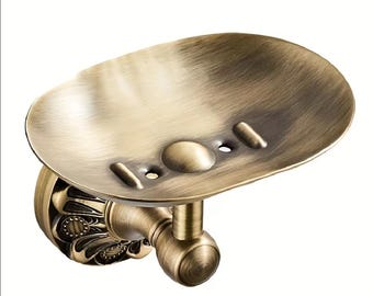 Antique brass wall mounted soap holder