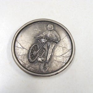Vintage Motocross Belt Buckle made by Indiana Metal Craft dated 1977