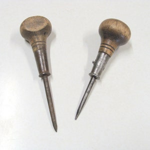 Pair of Old or Antique Stanley Awls, One Marked No. 7, One Marked Only SW Sweetheart Mark