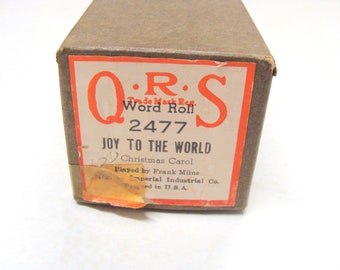 Antique QRS Word Roll 2477, Joy To The World Christmas Carol played by Frank Miline