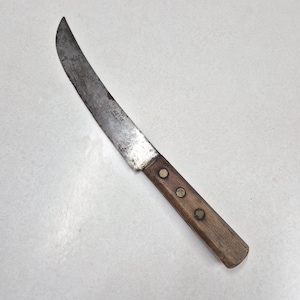 Vintage Old File Hand Made Brand Carbon Steel Butchers Knife, 10" Blade