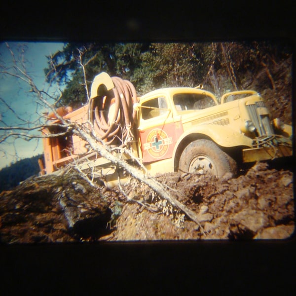 1950's Color Slide of Cool Roseburg Timber Service Truck, Roseburg Oregon, 2" x 2"