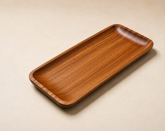 Handmade Natural Wood Serving Tray | Rustic Rectangular Platter, Kitchen Decor