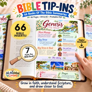 66 Books of Bible Study Inserts for Women Bible Study Guide Printable Bible Journaling Kit Bible Tip Ins Scripture Devotional Book Summaries