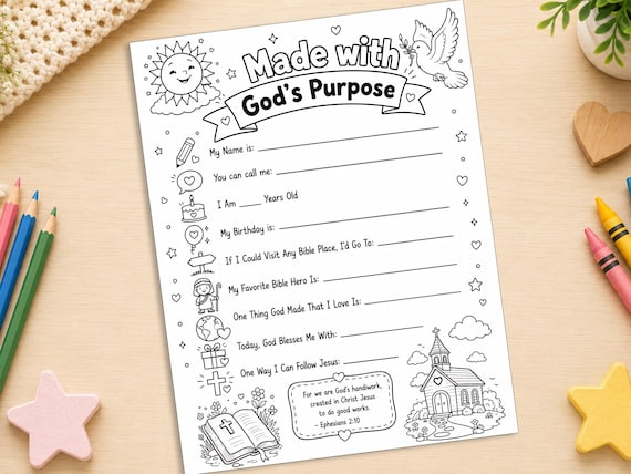 All About Me Church Game for Kids Sunday School Bible Craft Activity Christian Teaching Bible Party Game Christianity Printable for Kids