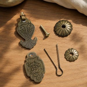 Chinese stijl messing ladeknop, antiek bronzen kastgreep, klein label
