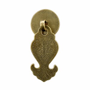 Chinese Style Brass Drawer Pull, Antique Bronze Cabinet Handle, Small Tag