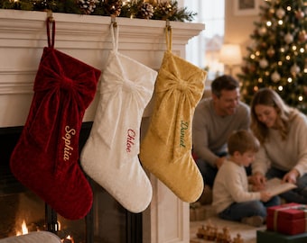 Personalized Christmas Stocking, Embroidered Name Stocking, Custom Family Stocking, Holiday Fireplace Decor, Christmas Gift