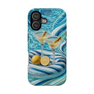 Poolside Martini Illustration phone case | Impact-Resistant Case