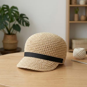 Patrón de gorro de béisbol de ganchillo, gorro con visera fácil, tallas para bebés y adultos (descarga en PDF)