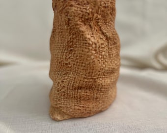 Mid Century Modern Vintage Raymor Italian Ceramic Vase Burlap Sack Design