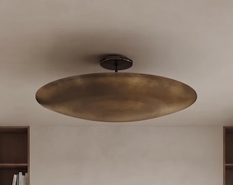 Deckenleuchte aus gealtertem Messing | Minimalistische, moderne Leuchte | Handgefertigte Innenbeleuchtung