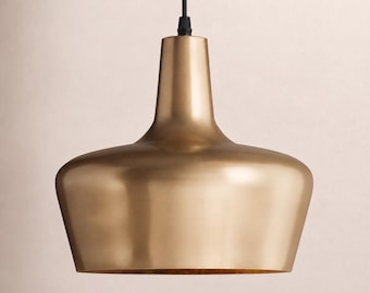 Solid Brass Pendant Light, Mid Century Modern Hanging Lamp, Brass Kitchen Island Lighting, Minimalist Indoor Ceiling Fixture