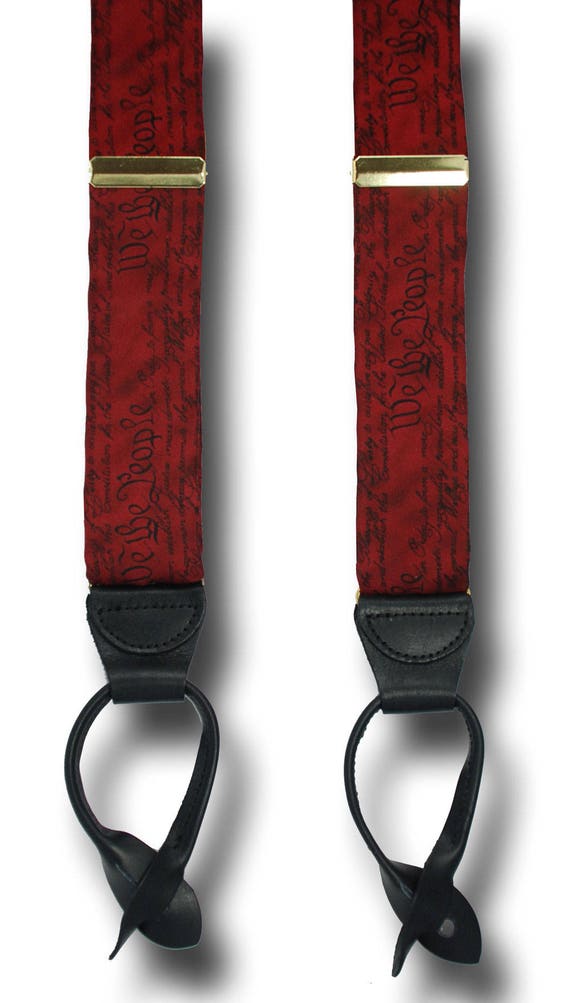 Men's SILK SUSPENDERS Braces Hamilton the Musical US Constitution