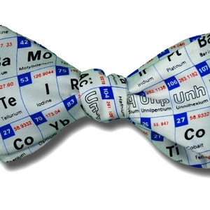 Mens Freestyle SILK BOW tie Periodic Table of Elements Chemist Chemistry Science Scientist STEM Engineer Student Self Tie Your Own BowTie