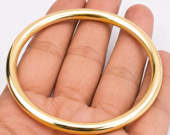 Handgjort armband i polerat guldmässing | Minimalistisk manschett, stapelbara vardagssmycken