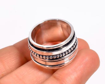 Spinnerbandsring i 925 sterlingsilver | Bred oxiderad meditationsring