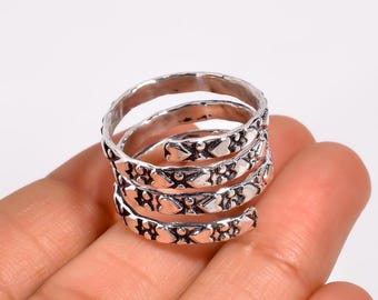 Designer 925 Sterling Silver Spiral Ring – Modern Artisan Statement Jewelry