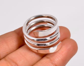 925 Sterling Silver Spiral Ring – Unique Artisan Swirl Design