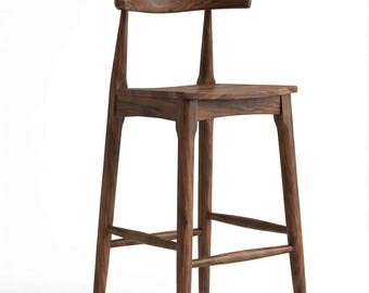 Solid Wood Stool | Mid-Century Modern, Scandinavian Style Bar and more place Seating