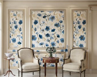 3D Floral Bas-relief Wallpaper, Sculpted Plaster Mural, Neutral Boho Decor (Peel and Stick)