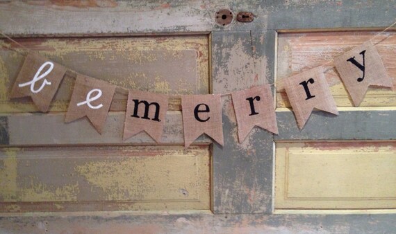 Items similar to Christmas Banner / Be Merry / Merry Christmas on Etsy