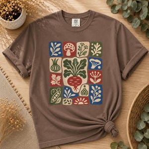 Beet Shirt, Turnip Gift, Folk Art Vegetable Garden Tee, Canning Season Gift