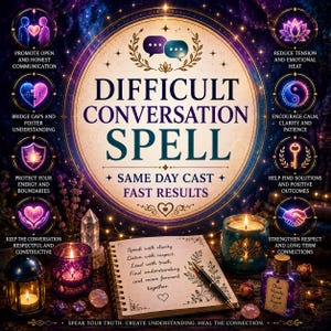 Spreuk voor moeilijke gesprekken, spreek met zelfvertrouwen, los conflicten op, heldere communicatie en begrip, krachtig ritueel, spreuk die dezelfde dag nog uitgevoerd kan worden