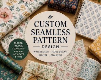 Custom Seamless Pattern Design | Watercolour, Hand Drawn & Digital Repeat Pattern | Floral, Indian, Geometric, Wallpaper, Packaging Print