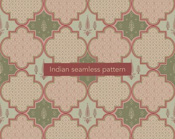 Indian Block Print Digital Paper | Mughal Garden Seamless Patterns (4 Colors)