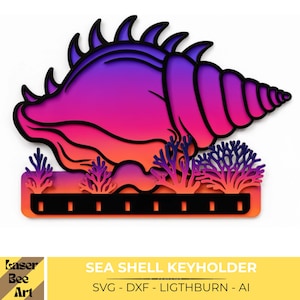 3D Muschel Laser Cut Datei, Layered Conch Shell svg, Küstenschlüsselhalter ( Laser Digital Download )
