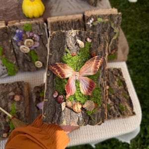 Butterfly Forest Journal, Handmade Tree Bark Notebook