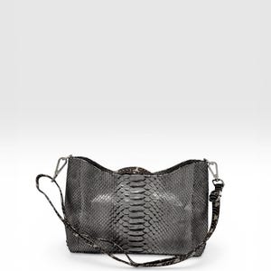 Real Python Leather Shoulder Bag : Black Exotic Skin Purse