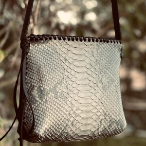 Bolsa Tote em Couro de Python Genuíno: Bolsa em Pele Exótica Natural