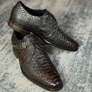 Real Python Leather Loafers: Black reptile boutiques shoes bespoke