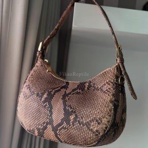 Real Python Leather Shoulder Bag : Brown Exotic Skin Purse