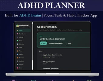 ADHD Planner Web App, Digital Life Planner, Executive Function Organizer, Goals Tasks Habits & Focus Tracker