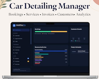 Mobile Detailing Business Manager | Car Detailing CRM | Booking, Quotes, Invoices, Customers & Business Analytics | HTML Web App
