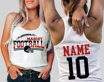 Custom Football Racerback, Matching Game Day Vneck Shirt, Personalized School Team shp039