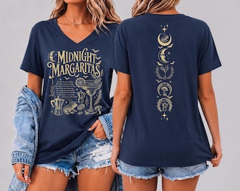 Midnight Margaritas Vneck Tee , Witchy Halloween Racerback Tank Top, shp019