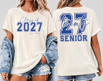 Custom Senior 2027 Comfort Colors Shirt, Personalized Class Of 2027 Tee shp038